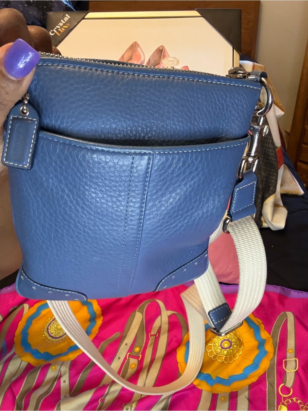 Coach Blue Vintage Pebbled Leather Crossbody – Style B06S-9760